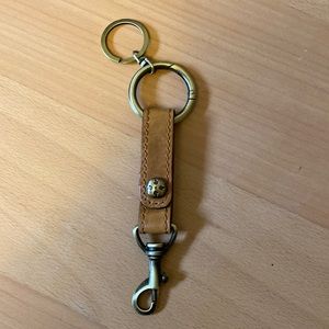 Patricia Nash key ring brown leather with brushed gold trim